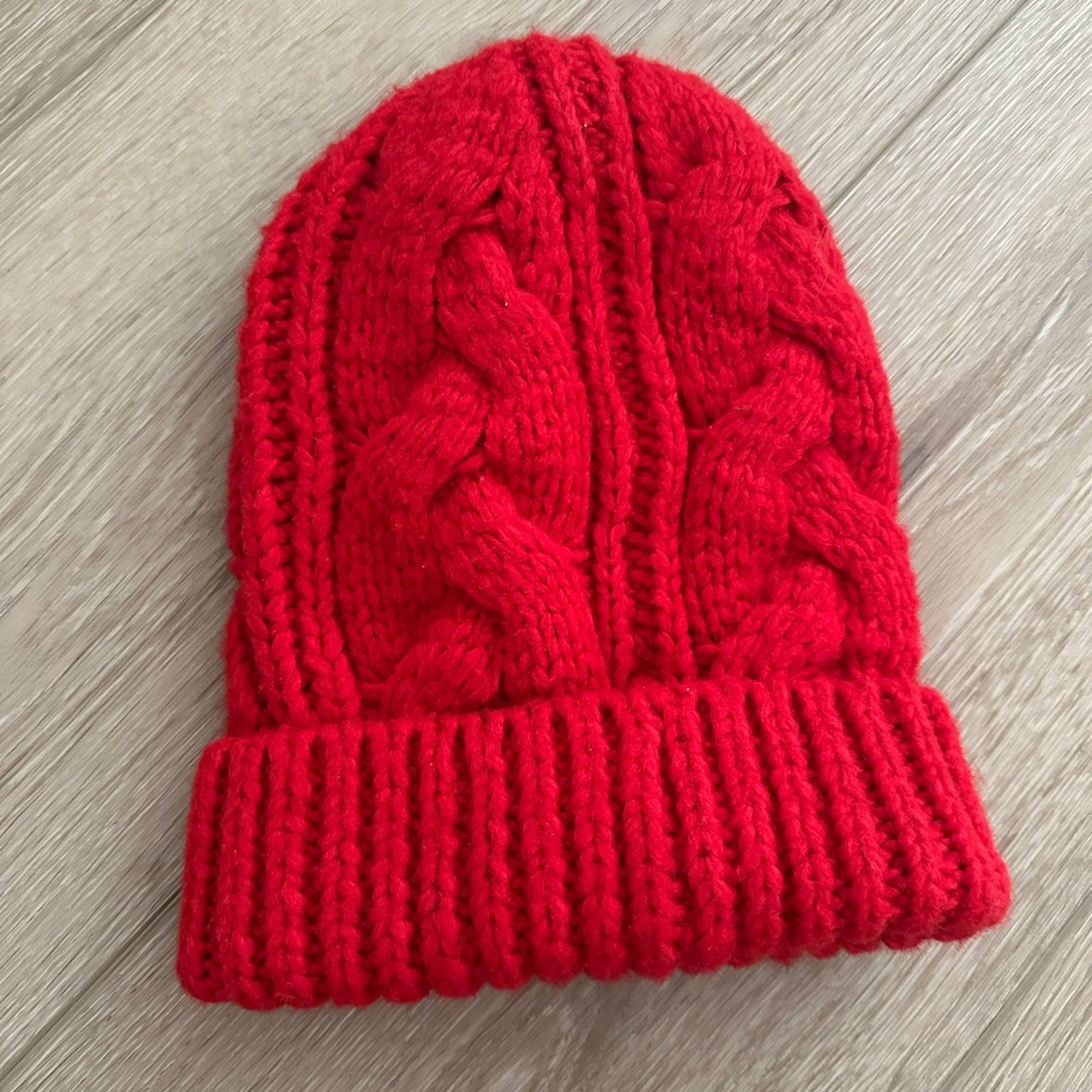 Old Navy Vibrant Red Cable Knit Beanie